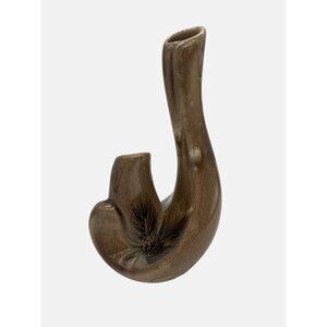 Vintage Keystone Ceramics Brown Pine Cone Vase 9" Double Hole South Dakota USA